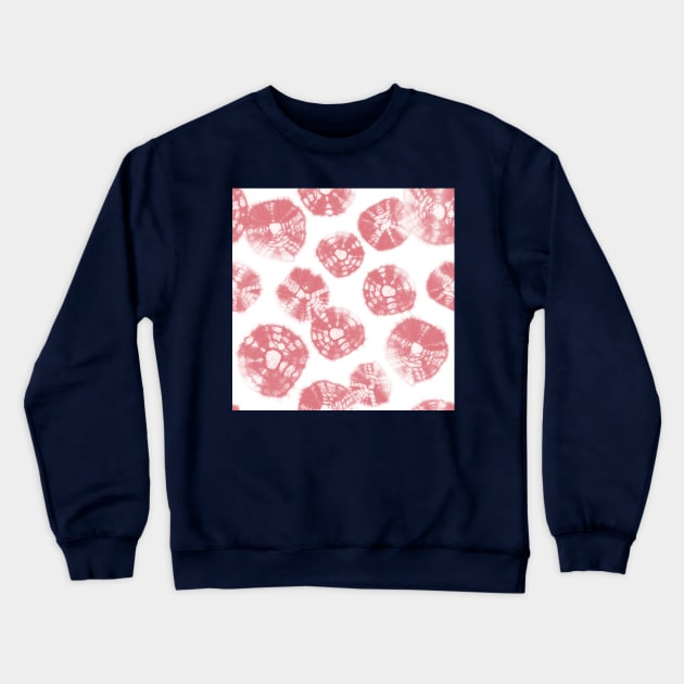 Shibori Kumo tie dye watermelon pink dots over white Crewneck Sweatshirt by marufemia